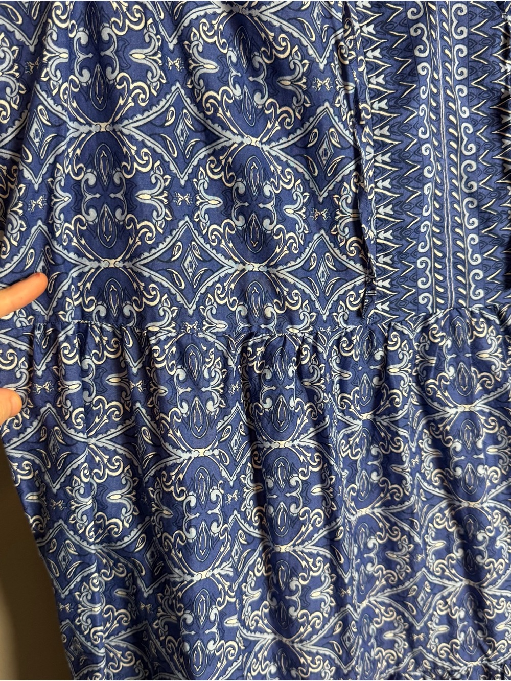 Talbots Viole Swing Blue 100% Cotton Medallion Print Midi Dress Size XL - Picture 4 of 11
